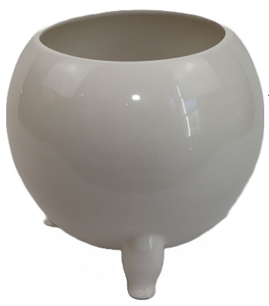 Keramický kvetináč v bielom farebnom prevedení s jednoduchým glazovaným dekorovaním na nožičkách 23 x 23 x 21 cm 43420 - obrázok 1